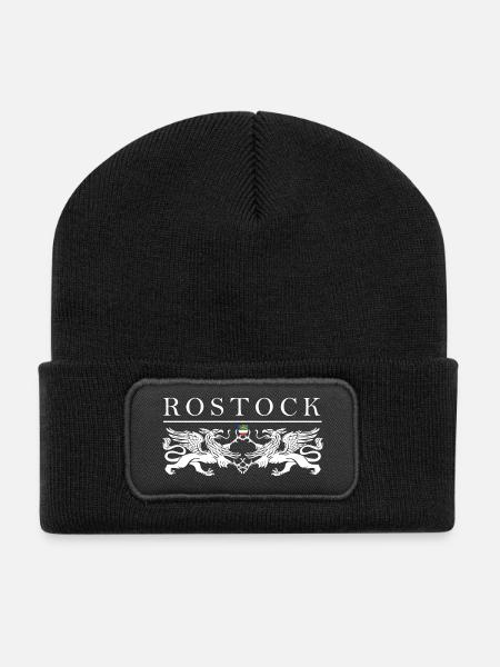 Rostock Greif Doppel - Recycelte Patch Beanie - Schwarz