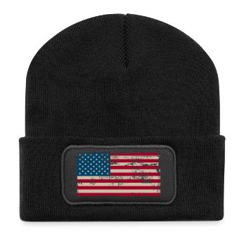 Drapeau américain vieilli - Beanie recyclé à patch - noir - Devant