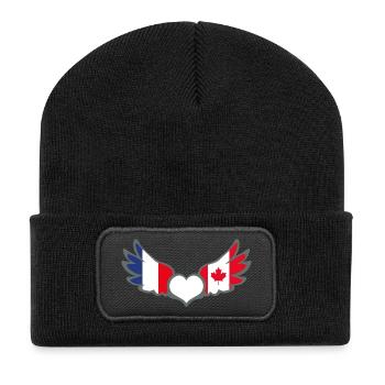 Drapeaux Français et Canadien France Canada - Beanie recyclé à patch - noir - Devant