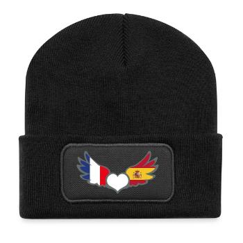 Drapeaux Français et Espagnol France Espagne - Beanie recyclé à patch - noir - Devant