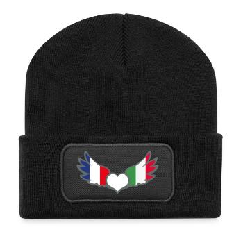 Drapeaux Français et Italien France Italie II - Beanie recyclé à patch - noir - Devant