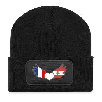 Drapeaux Français et Libanais France Liban II - Beanie recyclé à patch - noir - Devant