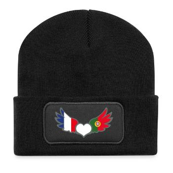 Drapeaux Français et Portugais France Portugal II - Beanie recyclé à patch - noir - Devant