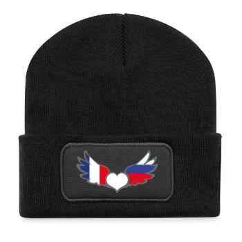Drapeaux Français et Russe France Russie II - Beanie recyclé à patch - noir - Devant