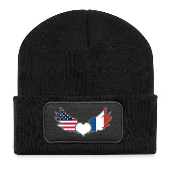 Drapeaux Français et American Flag France USA - Beanie recyclé à patch - noir - Devant