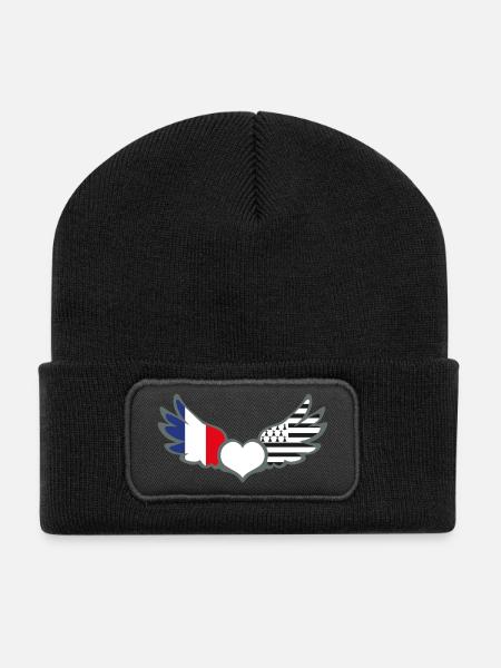 Drapeaux France et Bretagne Français et Breton - Beanie recyclé à patch - noir