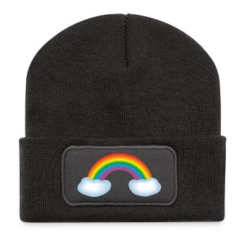 Rainbow & clouds - Recycled Patch Beanie - dark grey - Front