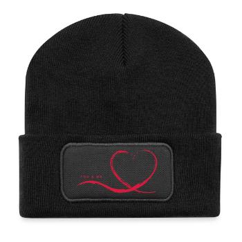 Hand drawn red heart - YOU & ME - Recycled Patch Beanie - black - Front