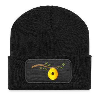 Ruche sur une branche Ruche sauvage - Beanie recyclé à patch - noir - Devant