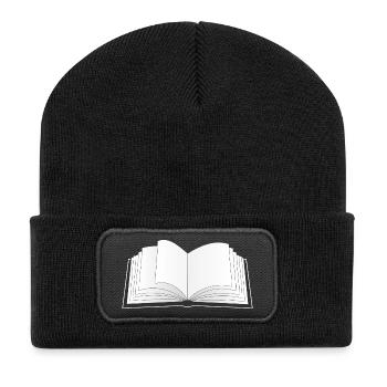 un livre ouvert pour le rat de bibliothèque ou le rat de bibliothèque - Beanie recyclé à patch - noir - Devant