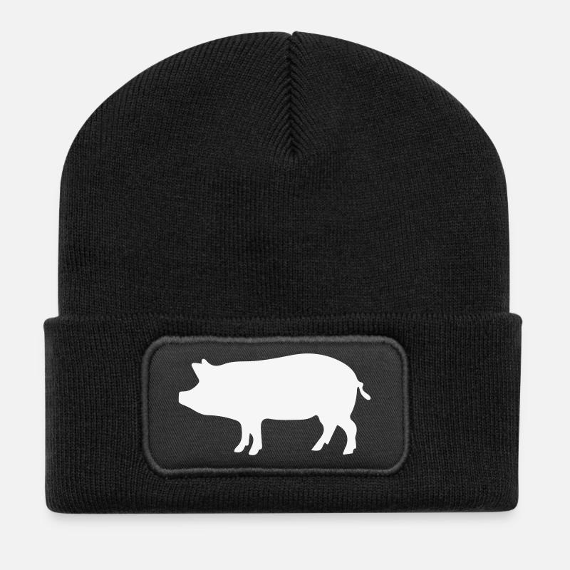 Schwein / 1c - Recycelte Patch Beanie - Schwarz