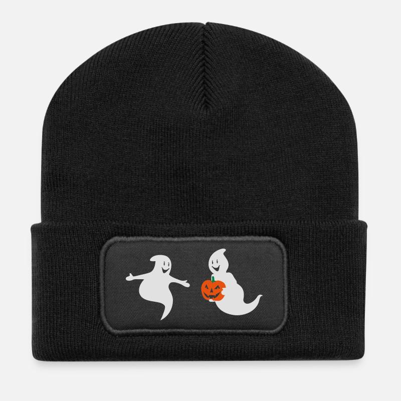 halloween geister - Recycelte Patch Beanie - Schwarz