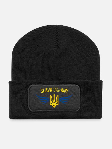 Ukraine Glory and Honor - Recycled Patch Beanie - black