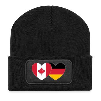 Kanada Deutschland Flagge Herz - Recycelte Patch Beanie - Schwarz - Vorne