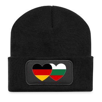 Germany Bulgaria Flag Heart - Recycled Patch Beanie - black - Front