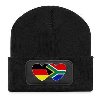 Allemagne Afrique du Sud Flag Heart - Beanie recyclé à patch - noir - Devant