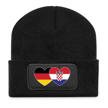Germany Croatia Flag Heart - Recycled Patch Beanie - black - Front