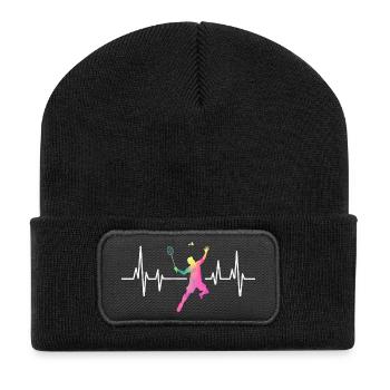 Badminton heartbeat colorful - Recycled Patch Beanie - black - Front
