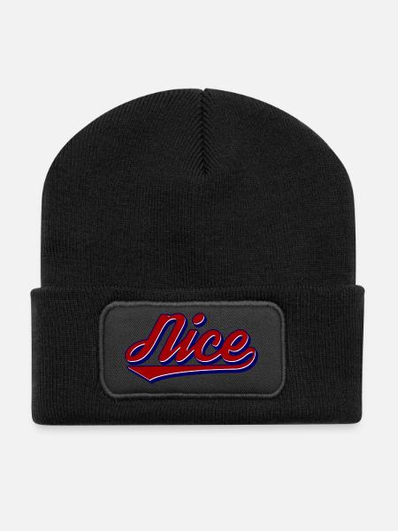 Nice Script Retro Logo Stil - Recycelte Patch Beanie - Schwarz