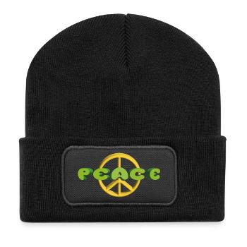 Friede, Freude, Eierkuchen - Recycelte Patch Beanie - Schwarz - Vorne