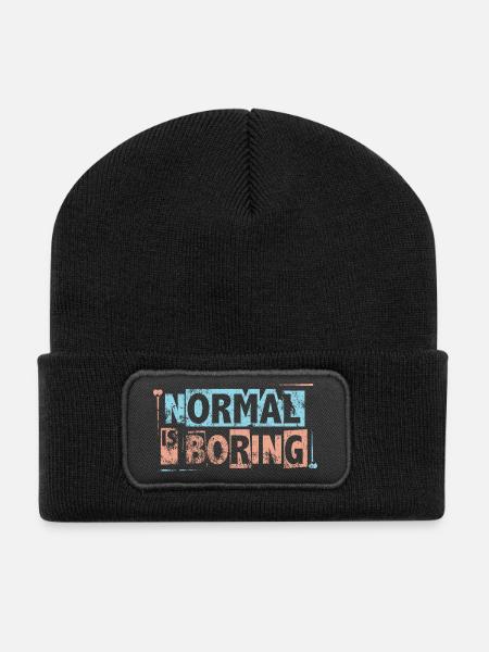 Normal is Boring - Pièces de puzzle de sensibilisation à l’autisme - Beanie recyclé à patch - noir