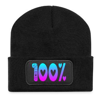 100 Hundert - Prozent - FOKUS LEISTUNG - Recycelte Patch Beanie - Schwarz - Vorne