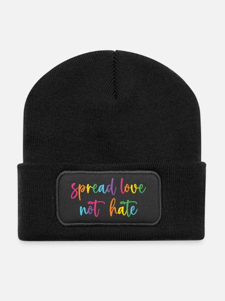Pride Month - Liebe statt Hass verbreiten - Recycelte Patch Beanie - Schwarz