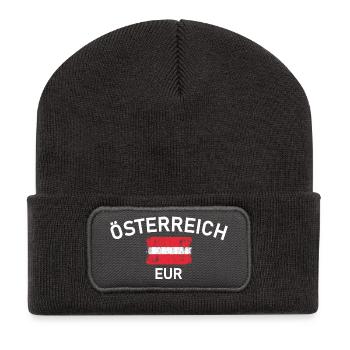 Logo vieilli du drapeau de l’arc d’Autriche - Beanie recyclé à patch - charbon - Devant