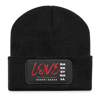 Liebe Basketball Rot - Recycelte Patch Beanie - Schwarz - Vorne