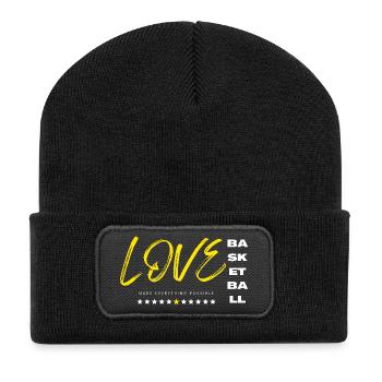 Love basketball yellow - Recycled Patch Beanie - black - Front