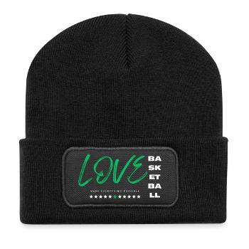 Love basketball green - Beanie recyclé à patch - noir - Devant