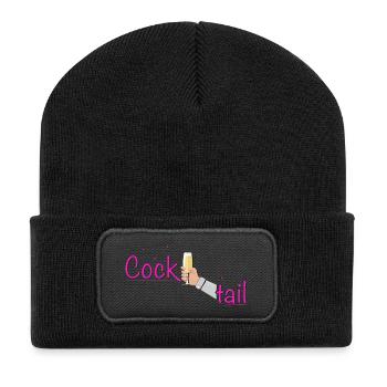 Cocktail Drink Anstossen Prost - Recycelte Patch Beanie - Schwarz - Vorne