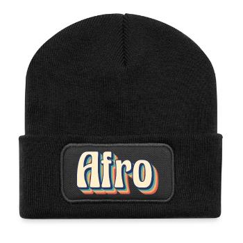 Afro T-Shirt T-Shirt Retro Geschenkidee vintage - Recycelte Patch Beanie - Schwarz - Vorne