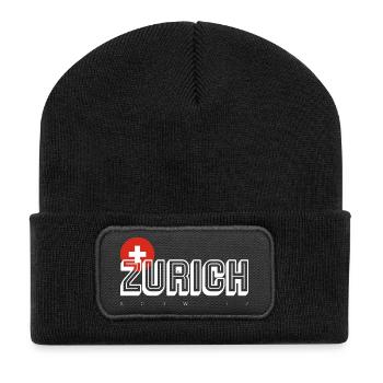 Mot-symbole Zurich avec écusson suisse - Beanie recyclé à patch - noir - Devant