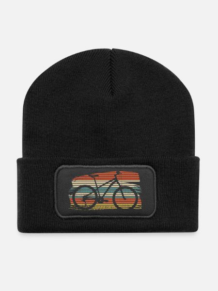 Retro Fahrrad Sunset Streifen - Recycelte Patch Beanie - Schwarz