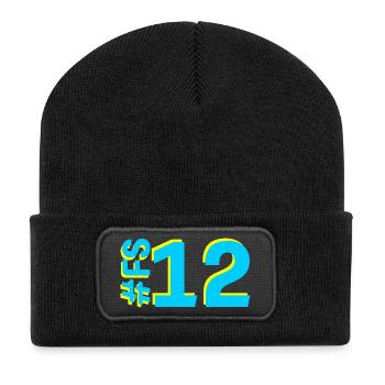 FS12-KARTON - Recycelte Patch Beanie - Schwarz - Vorne