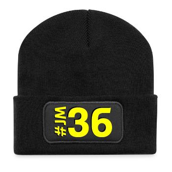 JM36-KARTON - Recycelte Patch Beanie - Schwarz - Vorne