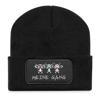 meine gang kühe bauernhof tiere landleben rinder - Recycelte Patch Beanie - Schwarz - Vorne