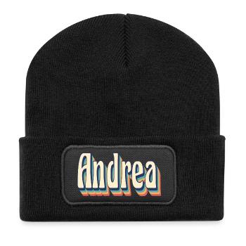 Andrea retro vintage t-shirt t-shirt gift idea - Recycled Patch Beanie - black - Front