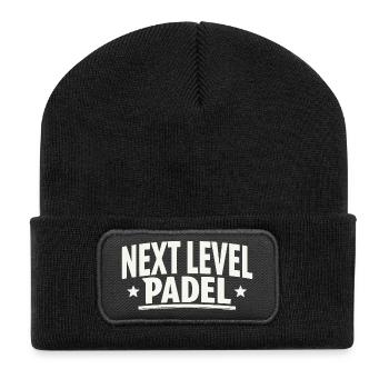 Padel Design Next Level Shirt Hoodie - Recycled Patch Beanie - black - Front