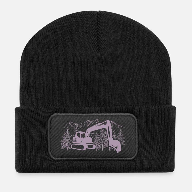 Bagger Silhouette Baugeräteführer Arbeit - Recycelte Patch Beanie - Schwarz
