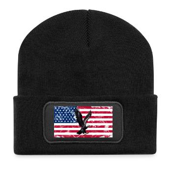Liberty Eagle over US flag - Recycled Patch Beanie - black - Front