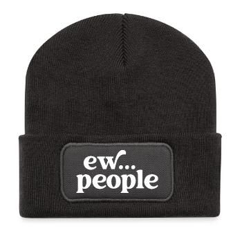 Ew... People Funny Sarcastic Humor for Introverts - Recycled Patch Beanie - dark grey - Front