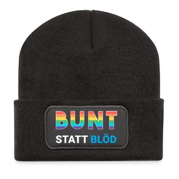 Bunt statt blöd - LGBTQ Regenbogen gegen rechts - Recycelte Patch Beanie - Dunkelgrau - Vorne