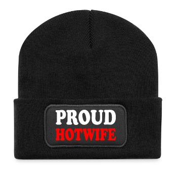 proud hotwife - Recycelte Patch Beanie - Schwarz - Vorne