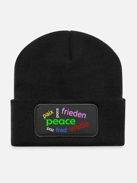 Frieden Wortwolke - Recycelte Patch Beanie - Schwarz