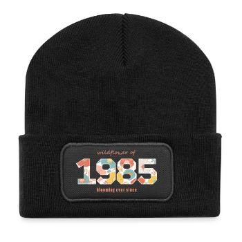 Blumen 1985 - 40-jähriges Jubiläum - Recycelte Patch Beanie - Schwarz - Vorne
