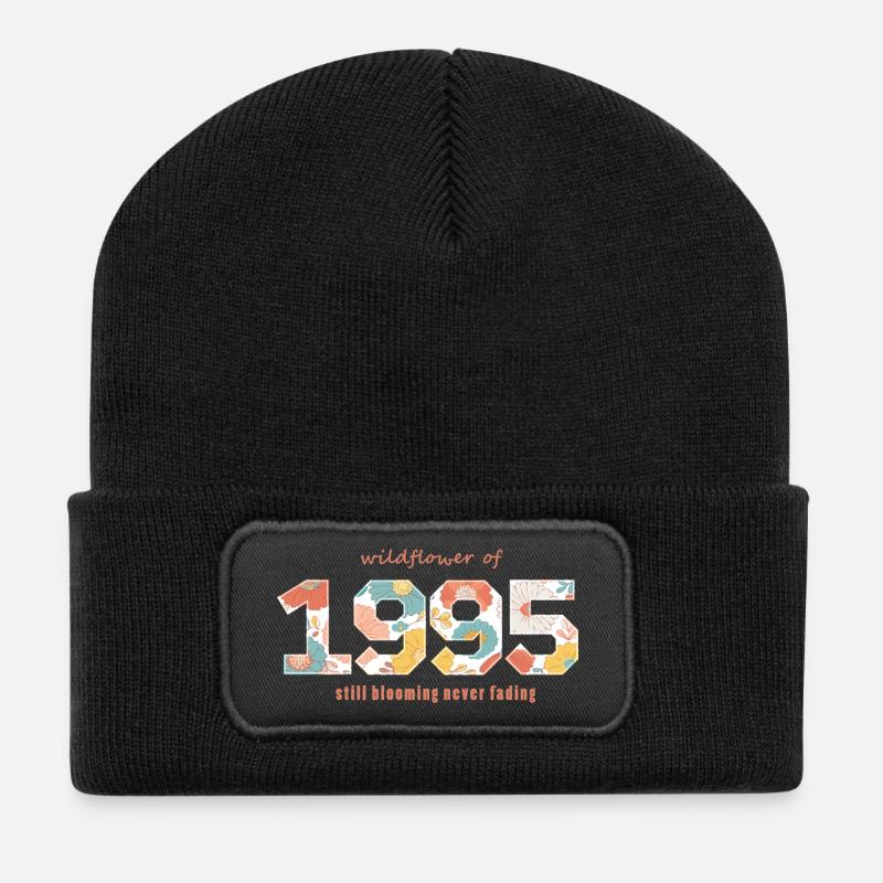 Blumen 1995 - 30-jähriges Jubiläum - Recycelte Patch Beanie - Schwarz