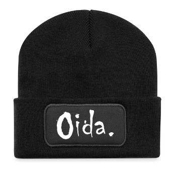 Oida - österreichisches Universalwort - Recycelte Patch Beanie - Schwarz - Vorne