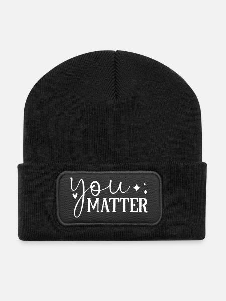 Inspirierendes handschriftliches Zitat-Design - Recycelte Patch Beanie - Schwarz